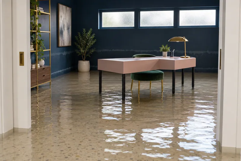 Water Extraction Near Keller Sports Park — pooled water in a furnished room