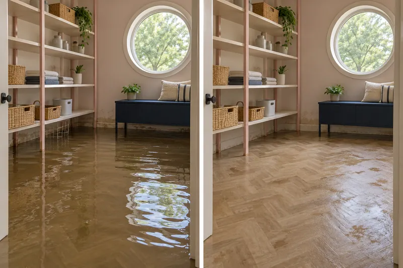 Water Extraction Near Johnson Road Park — fixed room before and after water pickup