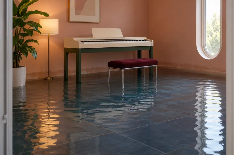 Water Extraction Near Bursey Ranch Park — pooled water in a furnished room