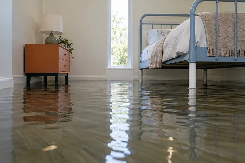 Water Extraction Near The Parks at Town Center — pooled water in a furnished room